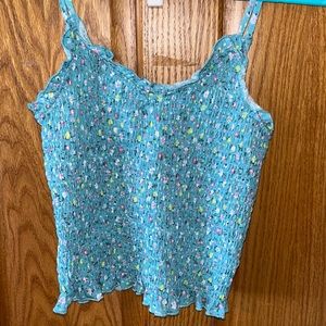 Teal ribbed spaghetti strap top